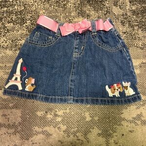 Gymboree Denim Skirt with Embroidered Dog and Eiffel Tower (2011)